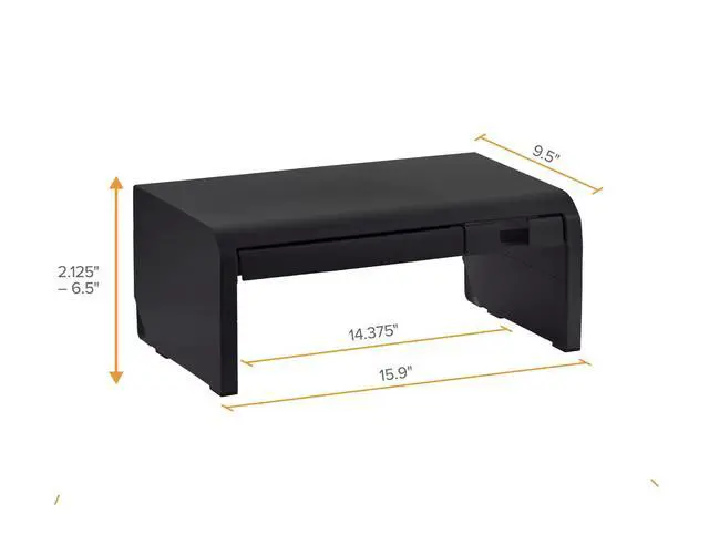 Alt view image 6 of 7 - Konnect Adjustable Monitor Riser with Drawer & Cell Phone Holder, Laptop Stand for Desk, 4 Height Levels, Cable Management & Rubber Feet