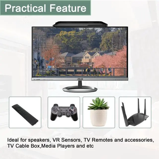 Alt view image 2 of 7 - TV Screen Top Shelf Monitor Shelf Adjustable Computer Screen for Office Desk,Cellphone Stand,Media Box, Game Console,Router 11.8x4.7 inch TV Tray Stand Mount Storage Organizer Bracket 1 Piece