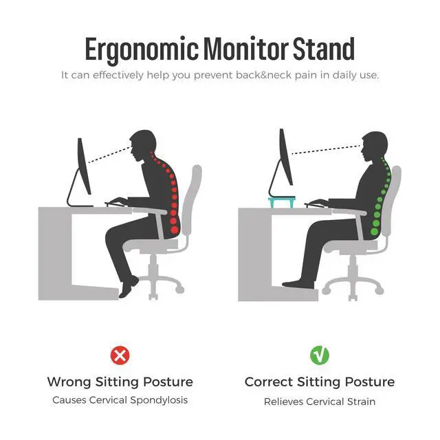 Alt view image 7 of 7 - Monitor Stand Riser for Desk, 22.4" x 8.3" Larger Computer Stand for Laptop, PC, Printer, Sturdy Desktop Computer Shelf with Non-Skid Rubber, Home Office, Natural Wood