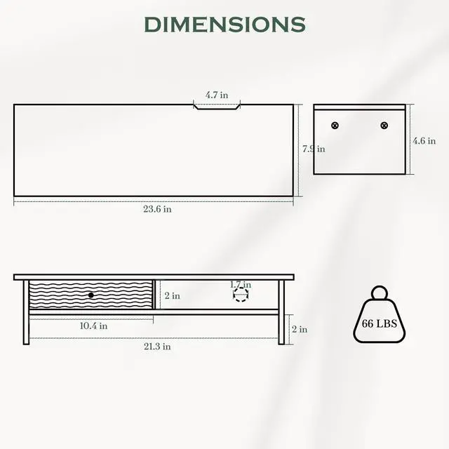 Alt view image 6 of 7 - Bamboo Monitor Stand with Acrylic Sliding Door, Monitor Riser with Storage and Cable Management, Wood Desk Shelf for Home Office, Laptop and Printer