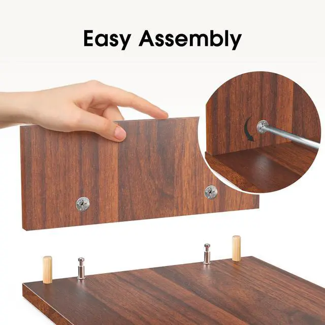 Alt view image 5 of 7 - Dual Monitor Stand 3 Shelf Computer Monitor Riser, Wood Desktop Stand with Adjustable Length and Angle, Desk Accessories, Office Supplies Medium Brown, DT108002WB