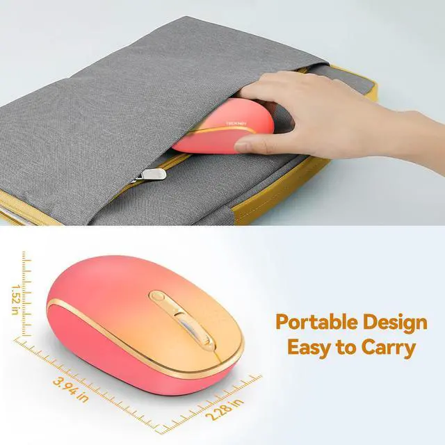 Alt view image 4 of 7 - Wireless Mouse, 2.4G Quiet Computer Mouse with USB Receiver, 4 Buttons Portable Cordless Mice for Chromebook, Laptop, PC, Mac, 800/1200/1600 DPI - Red-Pink Gradient