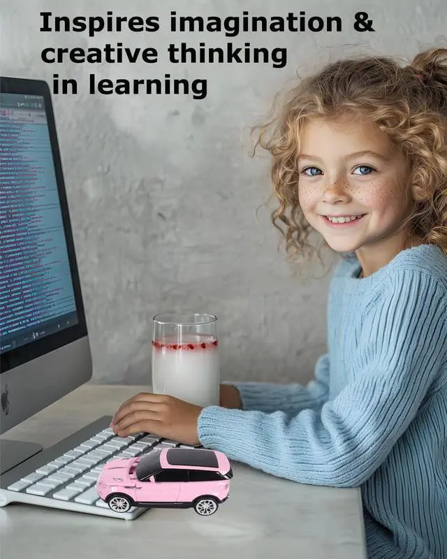 Alt view image 2 of 5 - Wireless Mouse Cute Pink Car Mice, Portable Compact Novelty Cool Fun Mice, Funny USB Girly Mouse for Laptop PC Computer Tablet Macbook Kids Girl Boy Women Men Mom Small Hands Travel Office School Gift