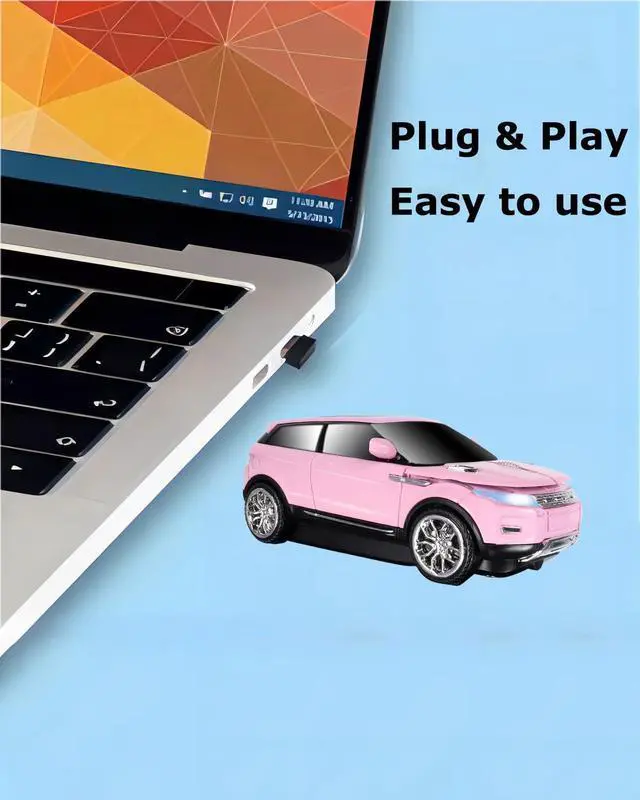 Alt view image 4 of 5 - Wireless Mouse Cute Pink Car Mice, Portable Compact Novelty Cool Fun Mice, Funny USB Girly Mouse for Laptop PC Computer Tablet Macbook Kids Girl Boy Women Men Mom Small Hands Travel Office School Gift
