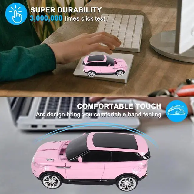 Alt view image 5 of 5 - Wireless Mouse Cute Pink Car Mice, Portable Compact Novelty Cool Fun Mice, Funny USB Girly Mouse for Laptop PC Computer Tablet Macbook Kids Girl Boy Women Men Mom Small Hands Travel Office School Gift