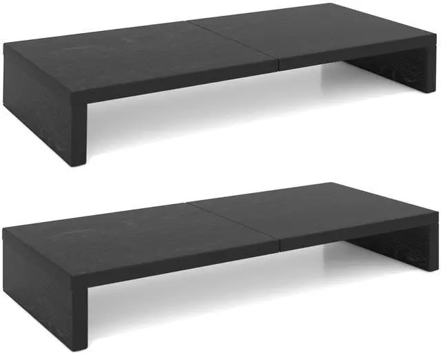 Main image of 2 Pack Monitor Stand Riser-20 inch, Black Desktop Stand for PC/TV/Laptop/Printer, Keyboard Shelf Organizer Wood Monitor Riser with Storage