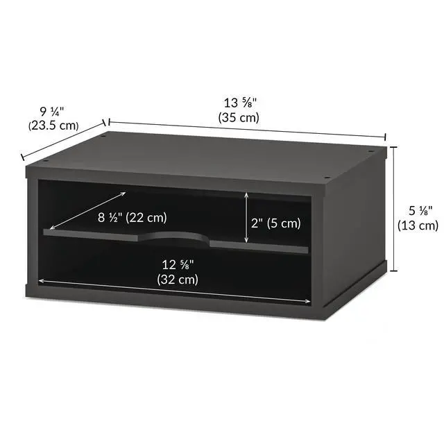 Alt view image 6 of 7 - File Organizer, 2-Tier Document Paper Sorter, Stackable Wood Desk Organizer Mail Holder, Monitor Stand with Storage Shelves, Black