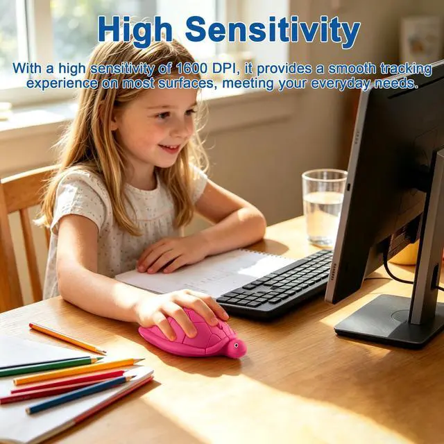 Alt view image 6 of 7 - Wireless Mouse Cute Small Animal Turtle Shape Computer Mouse Portable 2.4G 1600 DPI Optical USB Silent Cordless Mice 3 Buttons Travel Mouses for Laptop PC Computer NoteBook MacBook Kids Girls Gifts