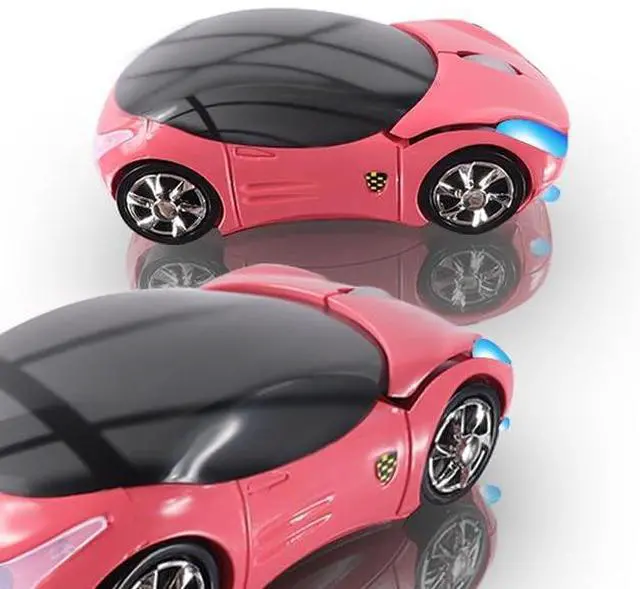 Alt view image 2 of 7 - Wireless 3D Sports Car Shape Ergonomic Optical Mini Mouse for Kids & Laptop PC - Mouse Case (Pink)