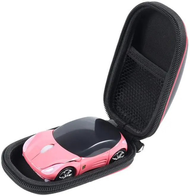 Main image of Wireless 3D Sports Car Shape Ergonomic Optical Mini Mouse for Kids & Laptop PC - Mouse Case (Pink)