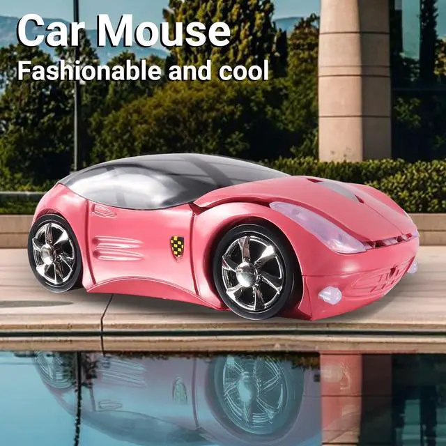 Alt view image 3 of 7 - Wireless 3D Sports Car Shape Ergonomic Optical Mini Mouse for Kids & Laptop PC - Mouse Case (Pink)