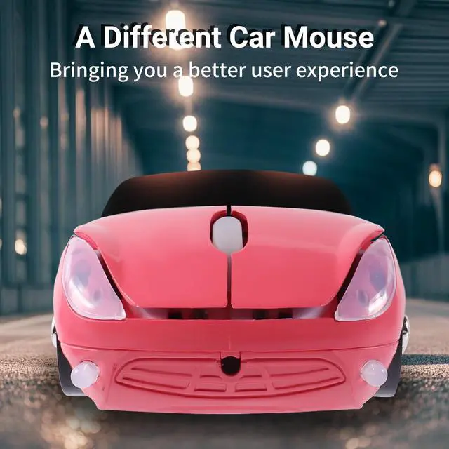 Alt view image 4 of 7 - Wireless 3D Sports Car Shape Ergonomic Optical Mini Mouse for Kids & Laptop PC - Mouse Case (Pink)