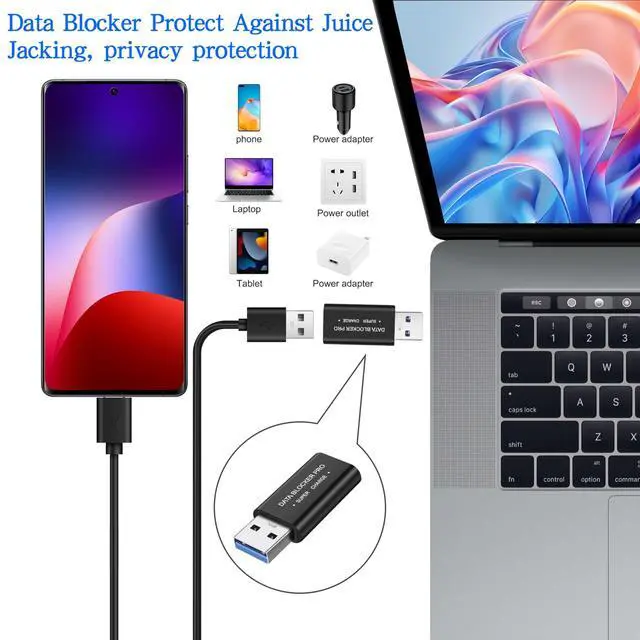 Alt view image 5 of 7 - USB Data Blocker USB Type-A 3.0 Data Defender Only for Quick Charge Protect Against Juice Jacking Secure Adapter Refuse Hacking for Smartphones Tablets Laptops - 2PCS