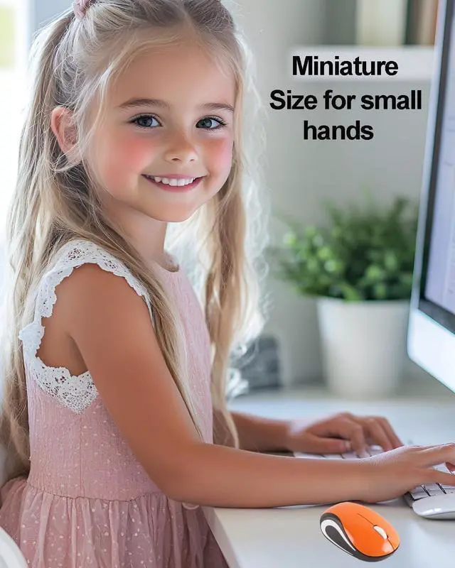 Alt view image 2 of 5 - Wireless Mouse Mini Small Cute Pocket Portable Compact Travel USB Tiny Optical Little Mice 3 Buttons 1000 DPI Cordless Mouse for PC Laptop Computer MacBook Kids Girl Boy Women Small Hands Gift(Orange)