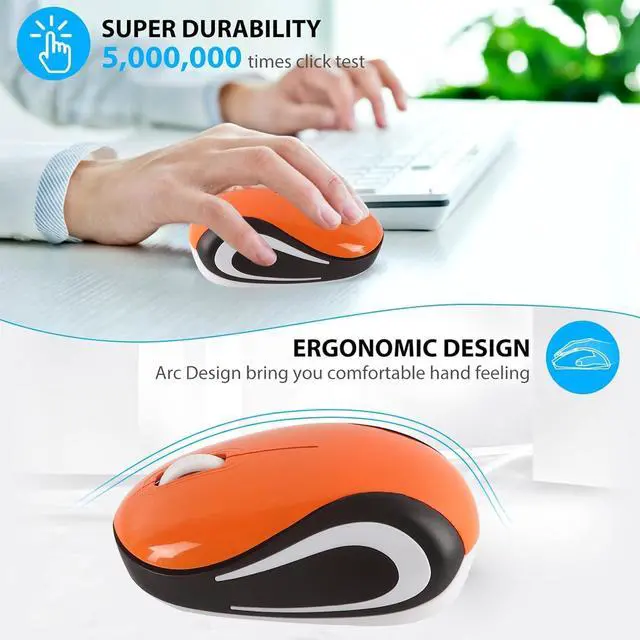 Alt view image 4 of 5 - Wireless Mouse Mini Small Cute Pocket Portable Compact Travel USB Tiny Optical Little Mice 3 Buttons 1000 DPI Cordless Mouse for PC Laptop Computer MacBook Kids Girl Boy Women Small Hands Gift(Orange)