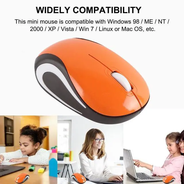 Alt view image 3 of 7 - Wireless Mouse Cute Mini Computer Mouse Small Size Pocket Portable Compact Travel USB Optical Mice 3 Buttons 1000 DPI Cordless Mouse for Laptop PC Computer Notebook MacBook Kids Girl Gift (Orange)