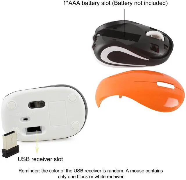Alt view image 6 of 7 - Wireless Mouse Cute Mini Computer Mouse Small Size Pocket Portable Compact Travel USB Optical Mice 3 Buttons 1000 DPI Cordless Mouse for Laptop PC Computer Notebook MacBook Kids Girl Gift (Orange)