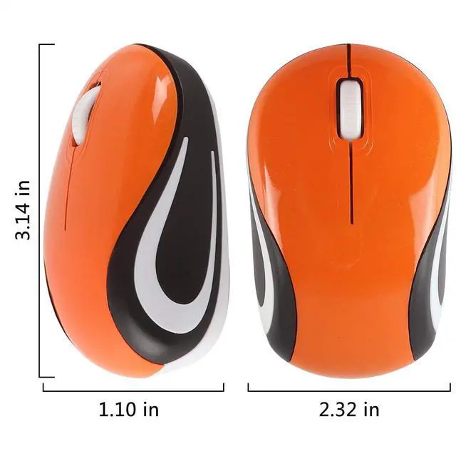 Alt view image 7 of 7 - Mini Small Wireless Mouse for Travel Optical Portable Mini Cordless Mice with USB Receiver for PC Laptop Computer (Orange)