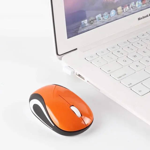 Alt view image 2 of 7 - Mini Small Wireless Mouse for Travel Optical Portable Mini Cordless Mice with USB Receiver for PC Laptop Computer (Orange)