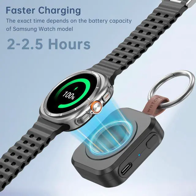 Alt view image 4 of 7 - for Samsung Galaxy Watch Charger,1200mAh Portable Charger for Samsung Galaxy Watch 8/8 Classic/7/Ultra/6/6 Classic/5/5 Pro/4/3,Active 2/1 (Black)