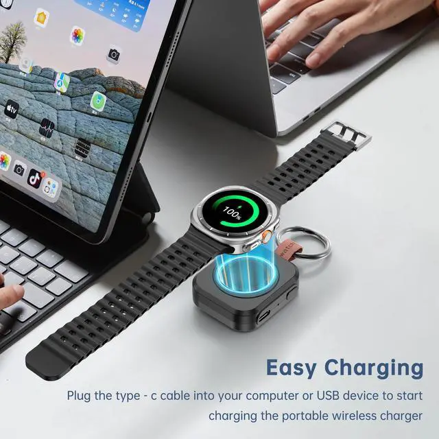 Alt view image 6 of 7 - for Samsung Galaxy Watch Charger,1200mAh Portable Charger for Samsung Galaxy Watch 8/8 Classic/7/Ultra/6/6 Classic/5/5 Pro/4/3,Active 2/1 (Black)