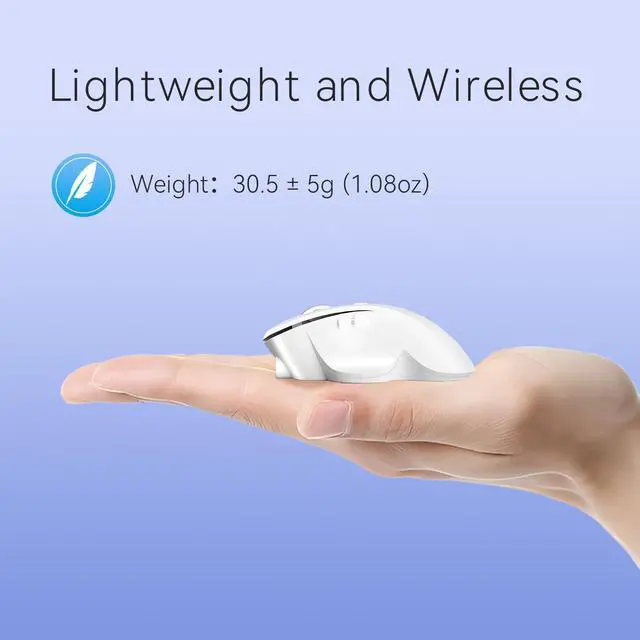 Alt view image 3 of 7 - Mini Wireless Bluetooth Mouse for Travel, Silent Rechargeable Computer Mouse for Laptop, Small Portable BT5.1/5.0 & 2.4Ghz with USB Receiver and Type C Adapter - White