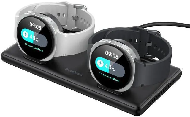 Main image of Dual Charger for Samsung Watch 8/8 Classic/Ultra (2025)/7/Ultra/FE/6/6 Classic/5/5 Pro/4/3/Active 2/Active, Portable Wireless Charging Dock for 2 Galaxy Watches, SwanScout 507DS