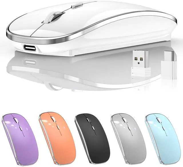 Main image of Wireless Mouse Chargeable Portable Silent USB-A and Type-C Dual Mode 3 Adjustable DPI for Laptop, PC (Q23S White)