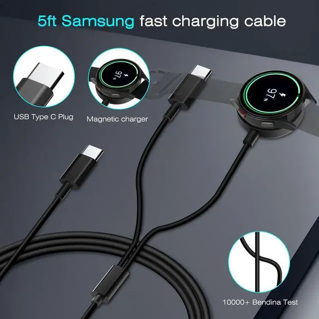 Alt view image 4 of 7 - Galaxy Watch Charger Compatible Galaxy Watch 8/7/6/6 Classic/5 Pro/5/4 Classic/3 Active2/1, 2-in-1 USB C Fast Charging Cable, 25W Super Fast Charger for Galaxy S25/24/23/iPhone 16/15(5FT)