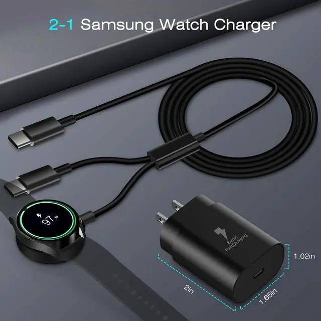 Alt view image 6 of 7 - Galaxy Watch Charger Compatible Galaxy Watch 8/7/6/6 Classic/5 Pro/5/4 Classic/3 Active2/1, 2-in-1 USB C Fast Charging Cable, 25W Super Fast Charger for Galaxy S25/24/23/iPhone 16/15(5FT)
