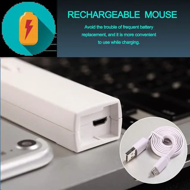 Alt view image 3 of 7 - Ultra Small Bluetooth Wireless Mouse, Dual Mode (BT+2.4G) Noiseless Rechargeable (with Mouse Case), 1200 DPI Slim and Portable Mini Travel Cordless Mice for PC Computer Laptop (White)