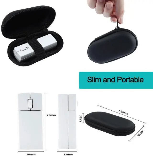 Alt view image 6 of 7 - Ultra Small Bluetooth Wireless Mouse, Dual Mode (BT+2.4G) Noiseless Rechargeable (with Mouse Case), 1200 DPI Slim and Portable Mini Travel Cordless Mice for PC Computer Laptop (White)