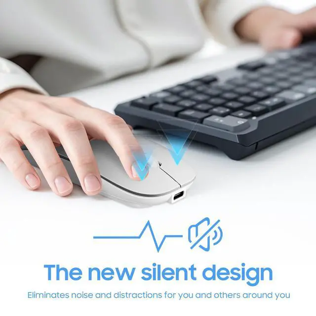 Alt view image 2 of 6 - Bluetooth Mouse for Laptop/MacBook/iPad/Android PC,Rechargable Quiet Slim Wireless Mice Compatible with Windows/Linux/Tablet,White