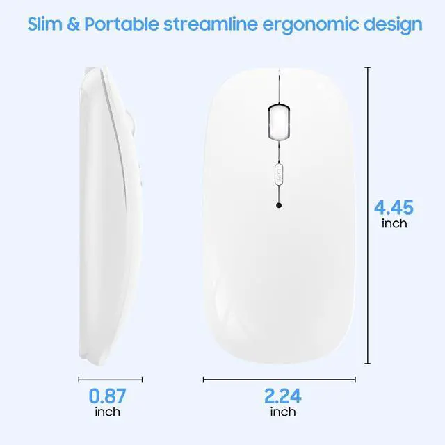 Alt view image 3 of 6 - Bluetooth Mouse for Laptop/MacBook/iPad/Android PC,Rechargable Quiet Slim Wireless Mice Compatible with Windows/Linux/Tablet,White