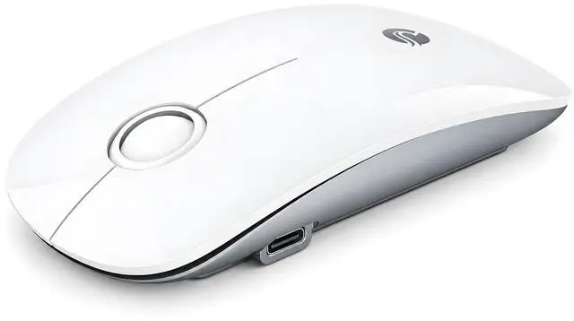 Main image of Bluetooth Mouse for MacBook Pro/Air/Neo, iPad, Type C Rechargeable Dual-Mode Wireless Mouse for 3 Devices (BT5.1 + 2.4G), Silent Click, Sleek Slim, Portable for Laptop/Surface White