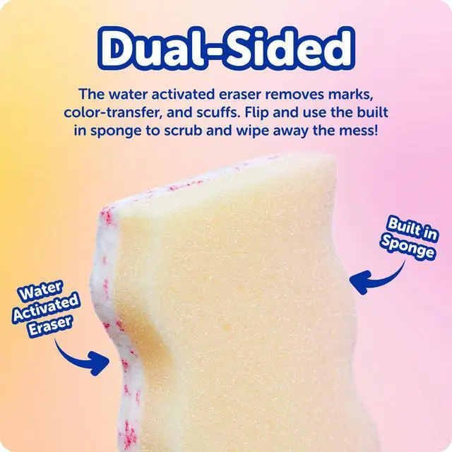 Alt view image 3 of 7 - Eraser Mommy Sponges 45x - Water-Activated Cleaning Sponge with FlexTexture Scrubbing Gems - 3-in-1 Erase, Scrub, Wipe Tool for Walls, Doors, Baseboards, Hard Surfaces (6 Count)
