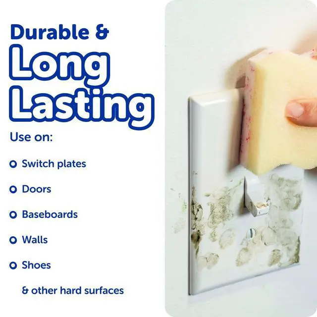 Alt view image 5 of 7 - Eraser Mommy Sponges 45x - Water-Activated Cleaning Sponge with FlexTexture Scrubbing Gems - 3-in-1 Erase, Scrub, Wipe Tool for Walls, Doors, Baseboards, Hard Surfaces (6 Count)
