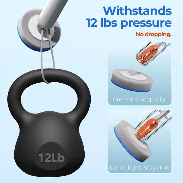 Alt view image 5 of 7 - Disposable Toilet Brush and Holder Set - Hands-Free Eject Sponge Toilet Wand with Floor Standing Caddy, Secure-Lock Hangable Toilet Scrubber