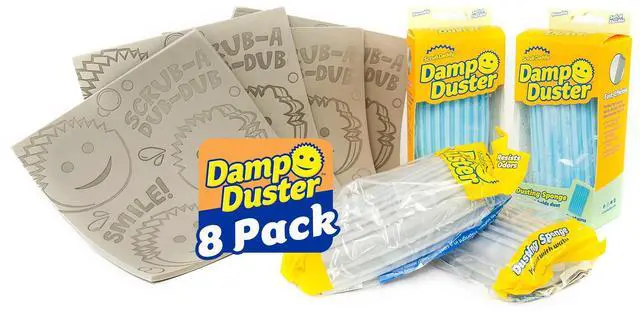 Main image of Damp Duster Sponge & Towel Bundle - 4 Dusting Sponges & 4 Damp Duster Towels - Swipe & Polish Blinds, Baseboards, Furniture & More (8 Piece Bundle)