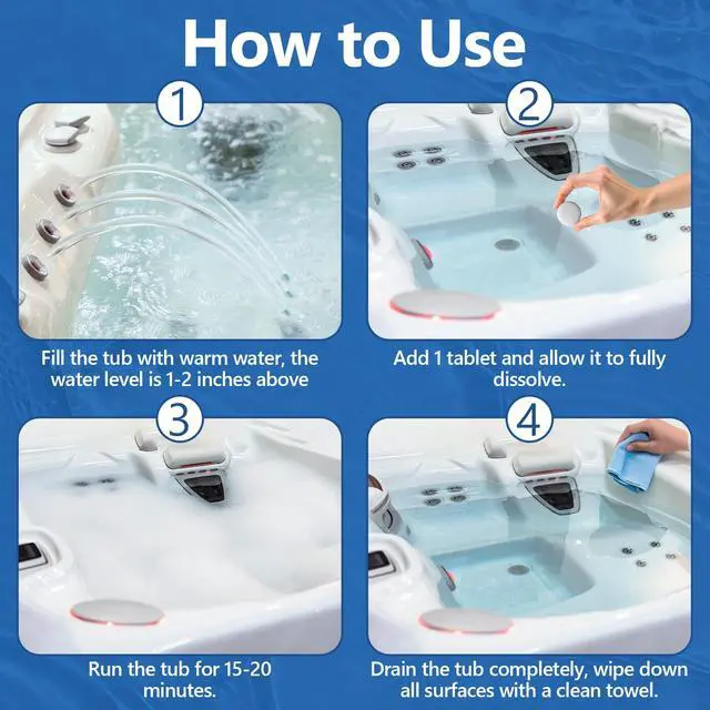 Alt view image 3 of 6 - Jetted Tub Cleaner Bathtub Tabs - 24 Pack Jet Tub Cleaning Tablets,Jet Tub Cleaner for Bathtub Compatible with Spa Bath & Whirlpool,Septic Safe Bath Jet Scale and Residue Remover-2 Year Supply