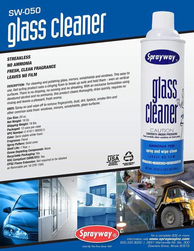 Alt view image 6 of 6 - Glass Cleaner with Foaming Spray for a Streak-Free Shine for Home and Automotive Use, 19 oz., Pack of 12