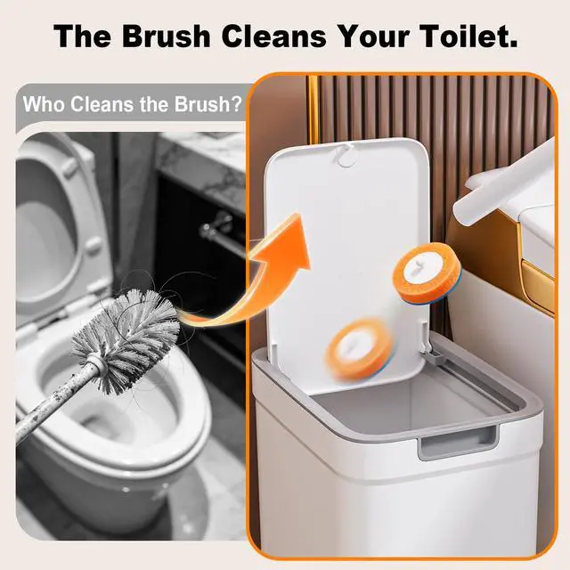 Alt view image 4 of 7 - Disposable Toilet Brush with 35 Refill Pads, Auto-Open, Water-Activated Cleaning Heads, Wall-Mounted Toilet Kit for Bathroom & Tub