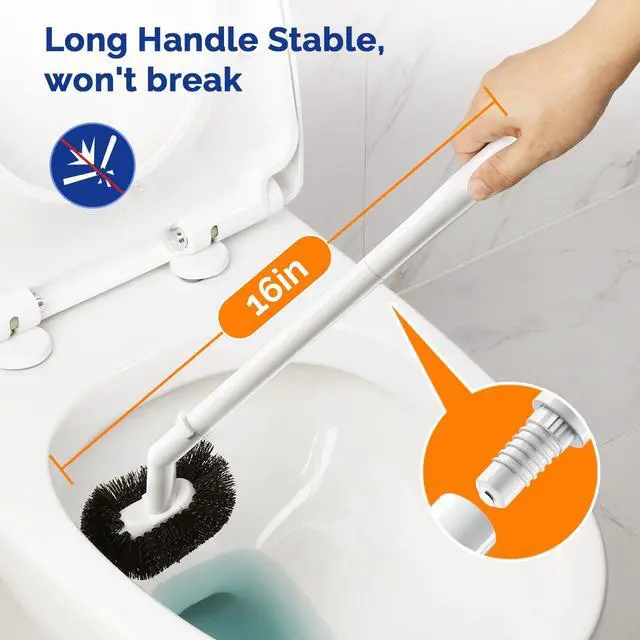 Alt view image 4 of 7 - Toilet Plunger Bowl Brush ComboHeavy Duty Rubber for Drain Clog Remover - Curved Design Bristles for Deep Cleaning Under Rim - Compact Bathroom Cleaning Tools for New Homet Essentials - White