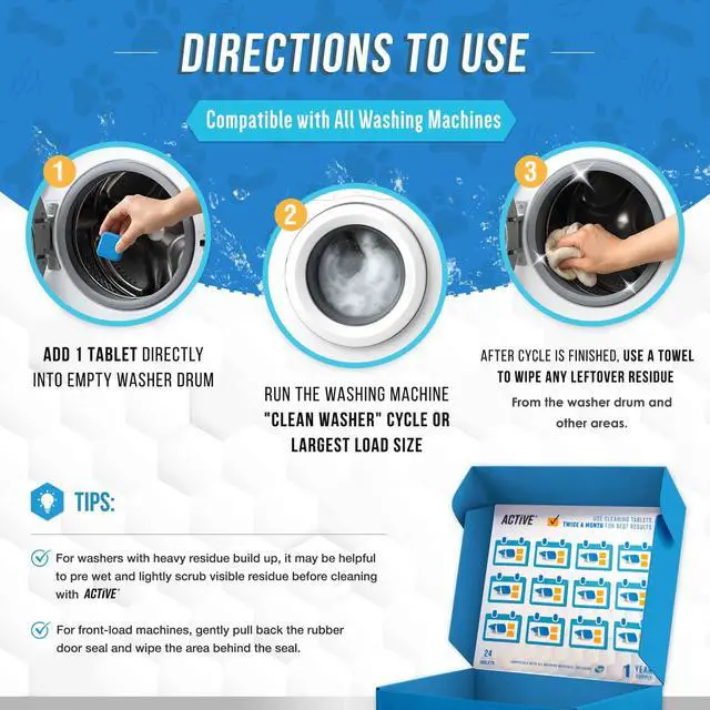 Alt view image 3 of 7 - Washing Machine Cleaner for Pet Owners Enzymatic Deep Clean Descaler for Cat & Dog Hair, Urine, Odor, Residue, 24 Septic-Safe Tablets for Top Load, Front Loader, HE Washer Tub - 1 Year Supply