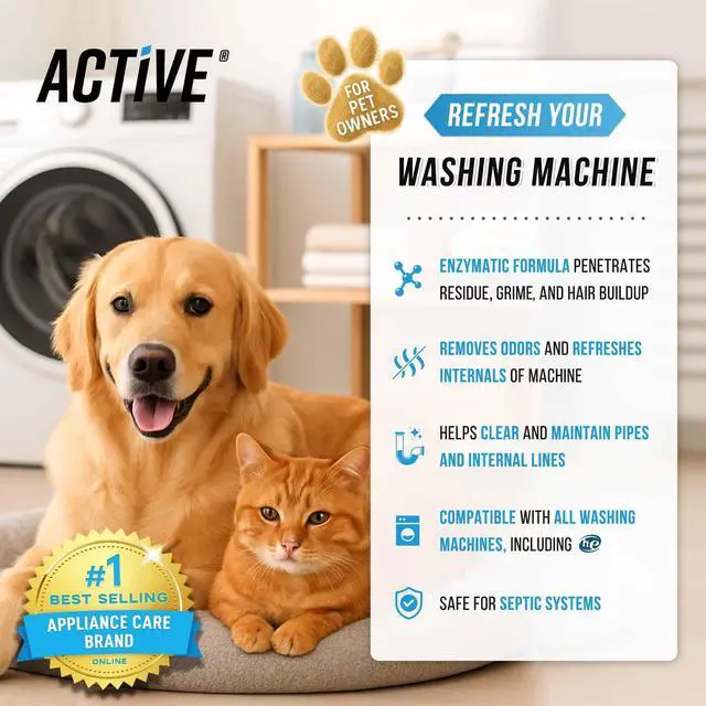 Alt view image 2 of 7 - Washing Machine Cleaner for Pet Owners Enzymatic Deep Clean Descaler for Cat & Dog Hair, Urine, Odor, Residue, 24 Septic-Safe Tablets for Top Load, Front Loader, HE Washer Tub - 1 Year Supply