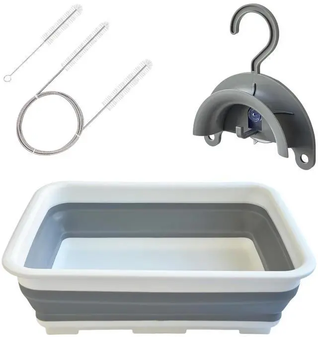 Main image of CPAP Cleaning Kits with Tube and Mask Brush, Collapsible Wash Basin & Hose Hanger - CPAP Hose Cleaner Supplies to Make Cpap Accessories Cleaning, Drying, Storing Easier