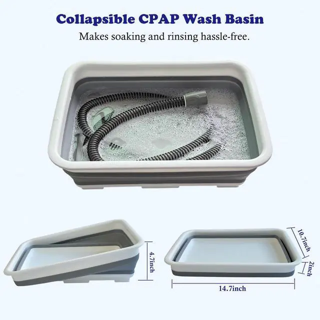 Alt view image 3 of 7 - CPAP Cleaning Kits with Tube and Mask Brush, Collapsible Wash Basin & Hose Hanger - CPAP Hose Cleaner Supplies to Make Cpap Accessories Cleaning, Drying, Storing Easier