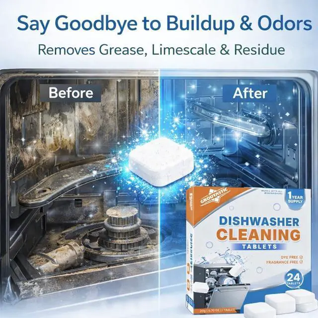 Alt view image 3 of 7 - Dishwasher Cleaner Tablets Dishwasher Deep Cleaner & Descaler, Removes Grease, Limescale & Odor | Dye Free, Fragrance Free | 24 Count, 1 Year Supply | Fits All Dishwashers