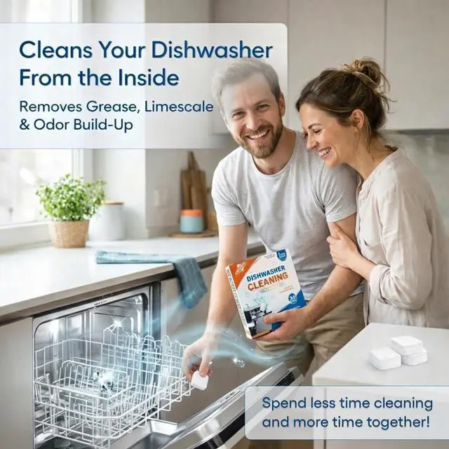 Alt view image 4 of 7 - Dishwasher Cleaner Tablets Dishwasher Deep Cleaner & Descaler, Removes Grease, Limescale & Odor | Dye Free, Fragrance Free | 24 Count, 1 Year Supply | Fits All Dishwashers