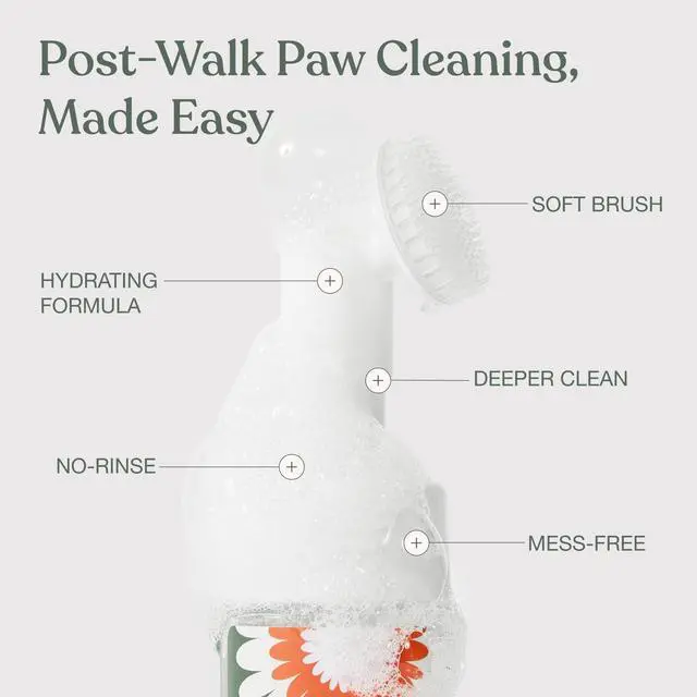Alt view image 2 of 7 - Dog Paw Cleaner, Clean Paws, Dog Paw Washer, No Rinse Foam Cleaner for Dogs, Fragrance Free pH Balanced Foaming Washer with Silicone Brush, Pet Cleaning Supplies, 5 fl oz